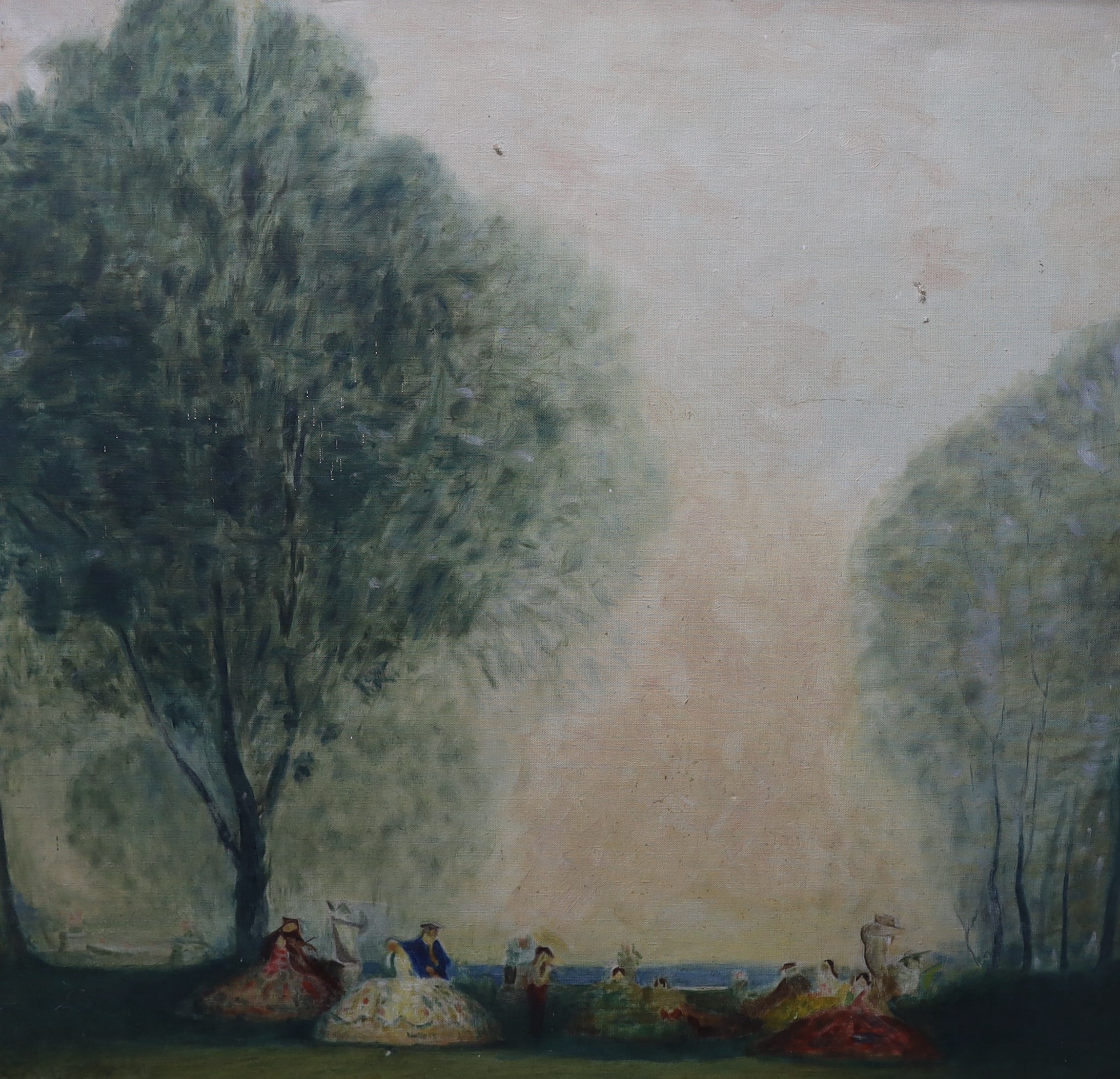 Attributed to William George Robb (1872-1940), oil on canvas, Sketch of figures in parkland, 90 x 101cm